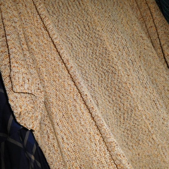 NWT 18W 20W OPEN FRONT METALIC TAN CARDIGAN DOLMAN SLEEVES - Picture 5 of 8